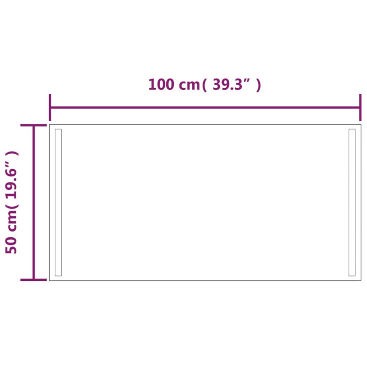 Vonios kambario LED veidrodis, 50x100cm