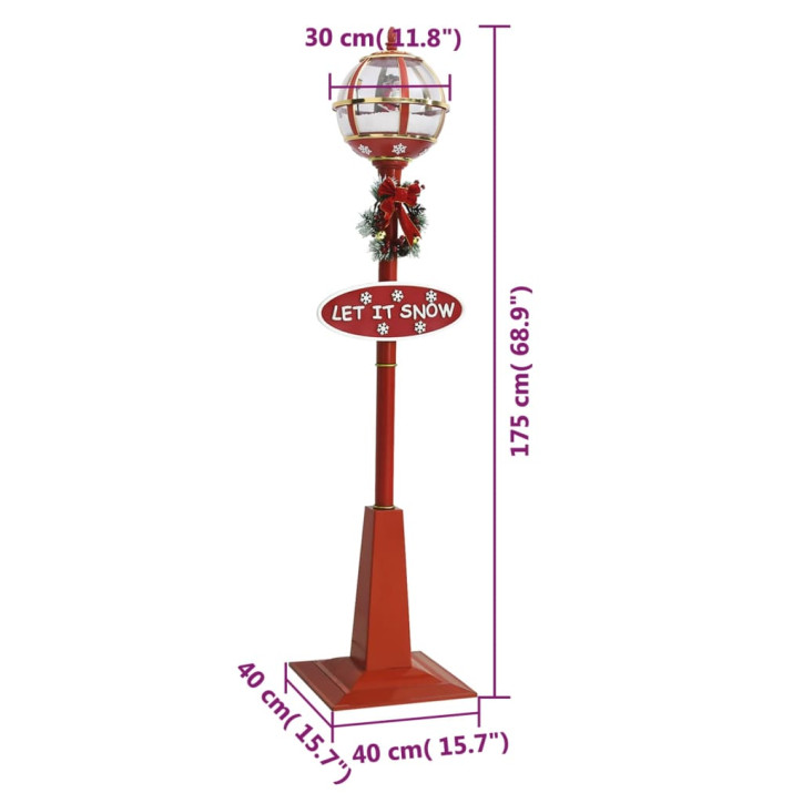 Kalėdinis gatvės žibintas su Kalėdų Seneliu, 175cm, LED