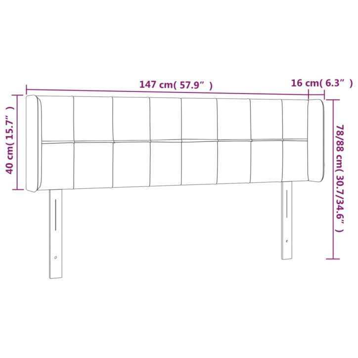 Galvūgalis su LED, šviesiai pilkas, 147x16x78/88cm, aksomas