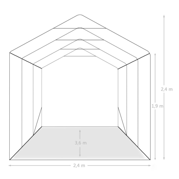 Garažas-palapinė, žalios spalvos, 2,4x3,6m, PVC (310026+310027)