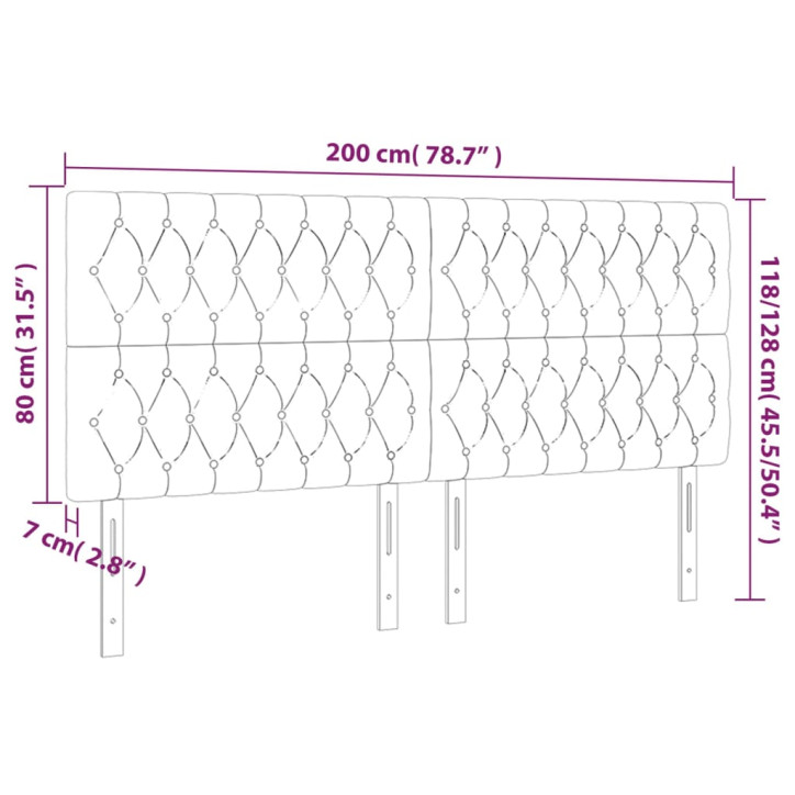 Galvūgalis su LED, tamsiai pilkas, 200x7x118/128cm, audinys