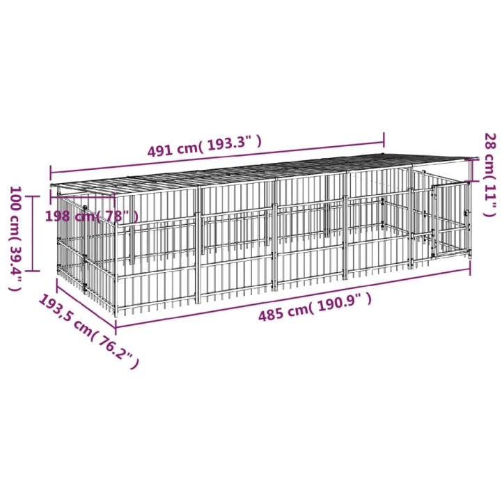 Lauko voljeras šunims su stogu, plienas, 9,38m²