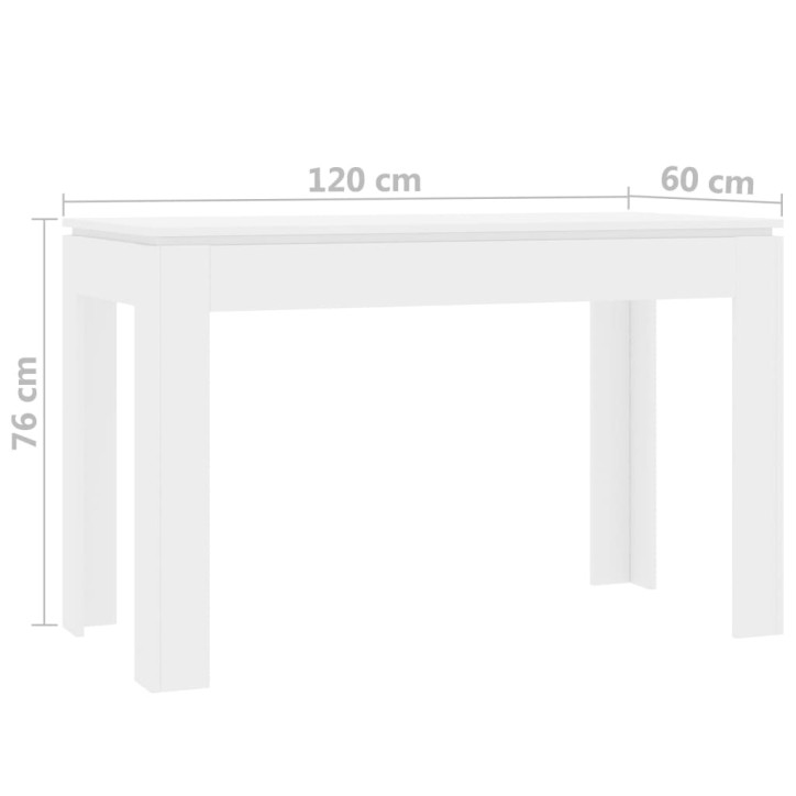 Valgomojo stalas, baltos spalvos, 120x60x76cm, MDP