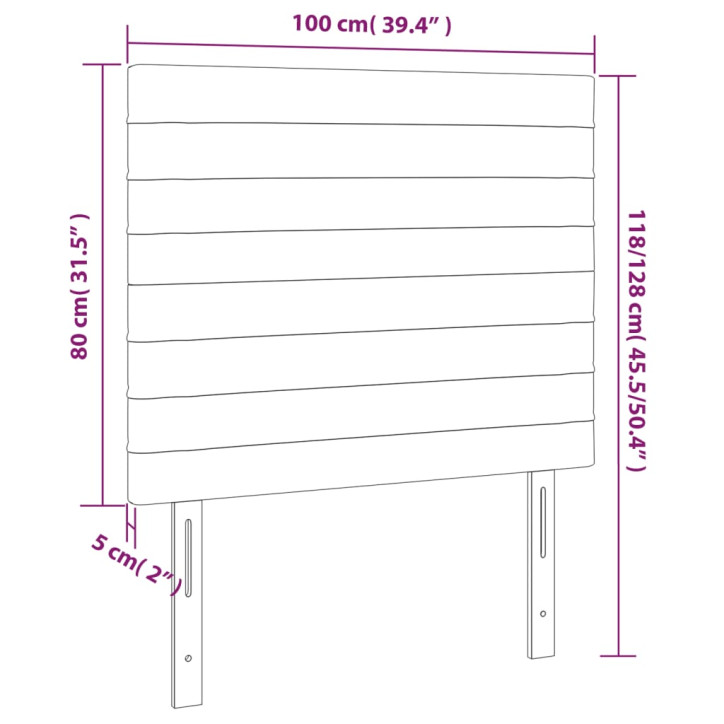 Galvūgalis su LED, juodos spalvos, 100x5x118/128cm, aksomas