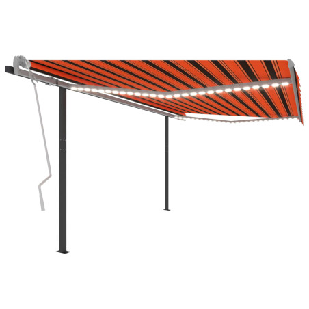 Rankiniu būdu ištraukiama markizė su LED, oranžinė/ruda, 4,5x3m