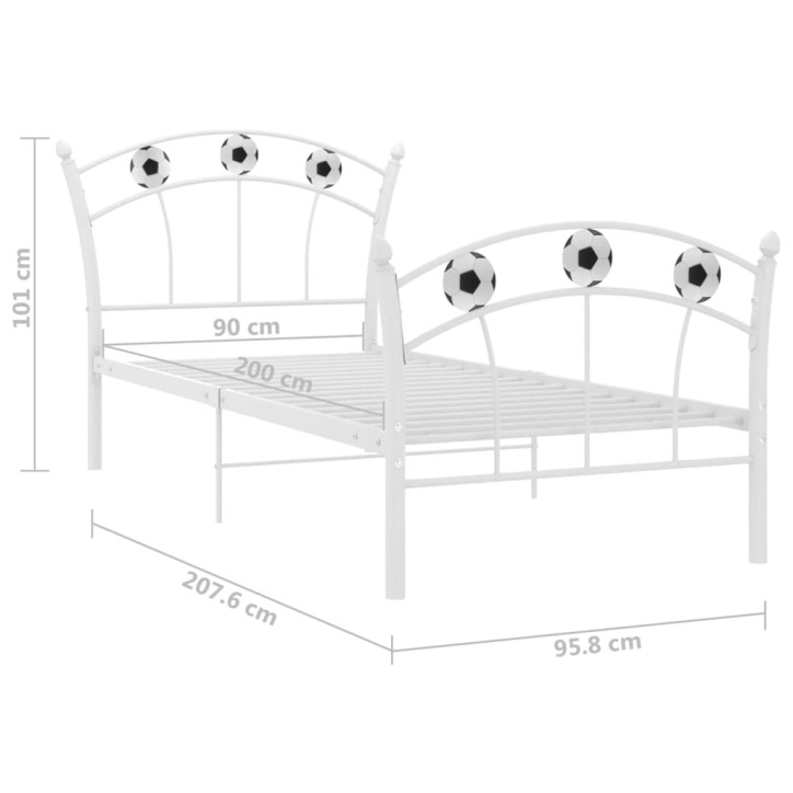 Lovos rėmas, baltas, 90x200cm, metalas, futbolo dizaino