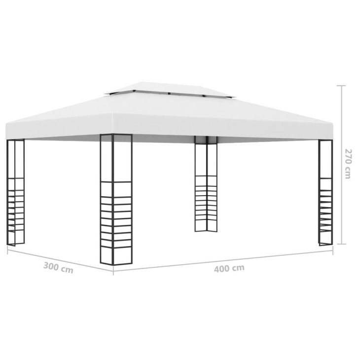 Pavėsinė su lemputėmis LED, baltos spalvos, 4x3x2,7m