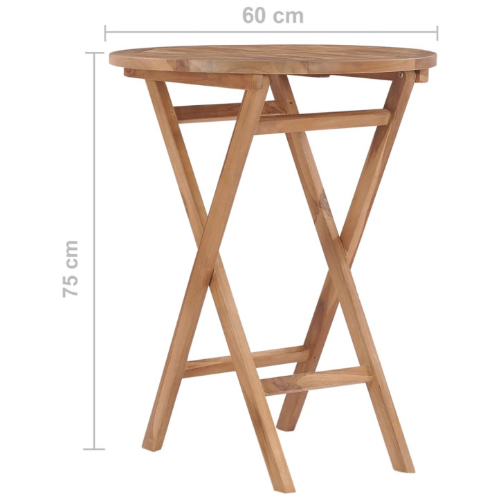 Sulankstomas sodo stalas, 60cm, tikmedžio medienos masyvas