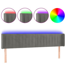 Galvūgalis su LED, tamsiai pilkas, 163x16x78/88cm, aksomas