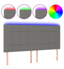 Galvūgalis su LED, tamsiai pilkas, 160x5x118/128cm, audinys