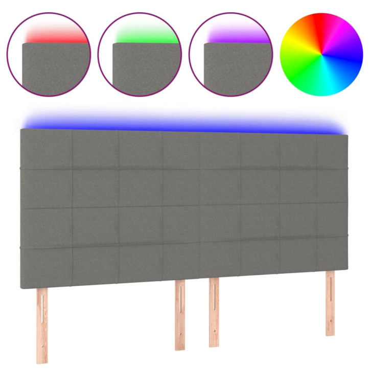 Galvūgalis su LED, tamsiai pilkas, 160x5x118/128cm, audinys