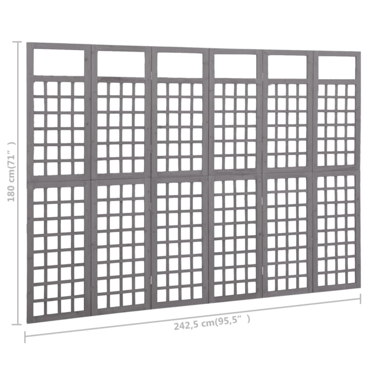 Kambario pertvara/treliažas, 6 dalių, pilkas, 242,5x180cm, eglė