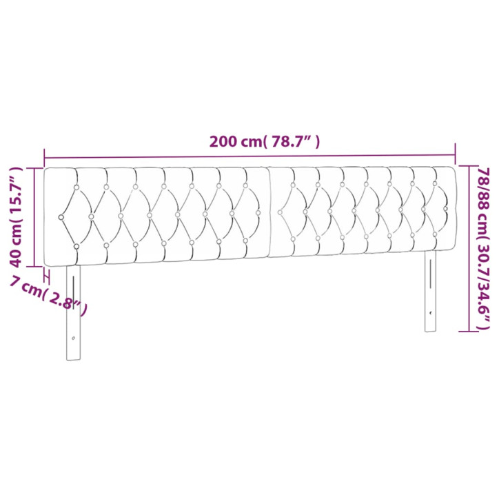 Galvūgalis su LED, juodos spalvos, 200x7x78/88cm, audinys