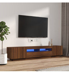 TV spintelių komplektas su LED, 2 dalių, rudas ąžuolo, mediena