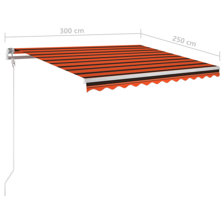 Automatinė markizė su LED/vėjo jutikliu, oranžinė/ruda, 3x2,5m