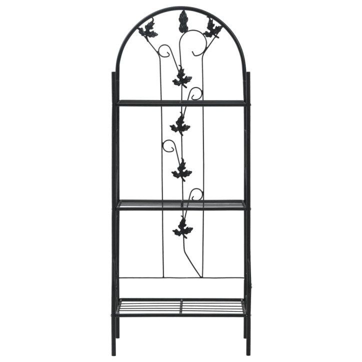 Stovas augalams, 3 aukštų, juodos spalvos, 52x28x128cm, geležis