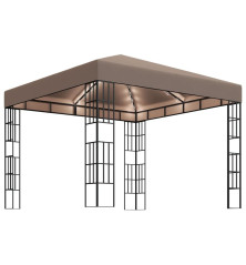 Pavėsinė su lempučių girliandomis LED, taupe, 3x3m