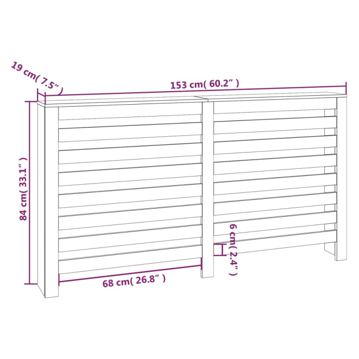 Radiatoriaus uždangalas, 153x19x84cm, pušies medienos masyvas