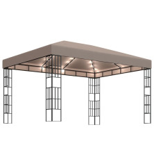 Pavėsinė su lempučių girliandomis LED, taupe, 4x3m