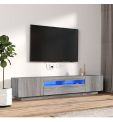 TV spintelių komplektas su LED, 2 dalių, pilkas ąžuolo, mediena