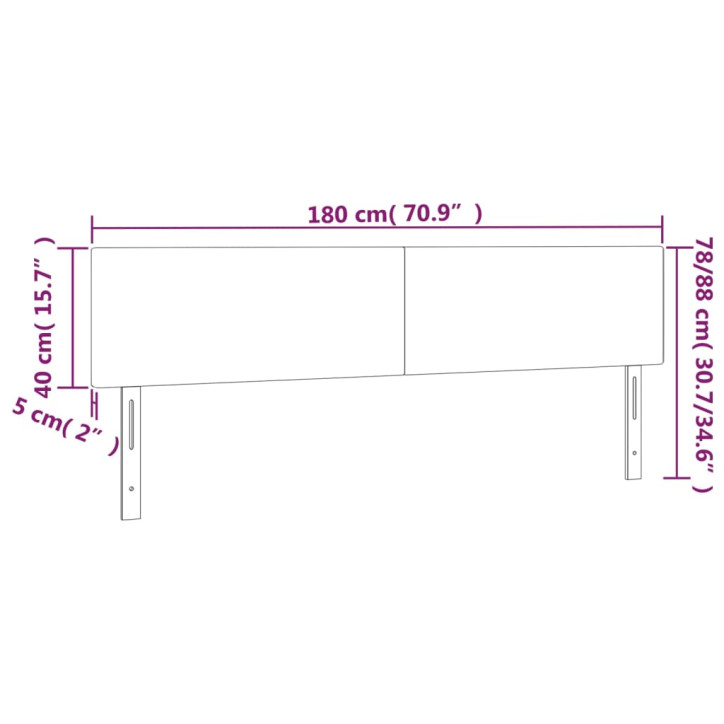 Galvūgalis su LED, pilkos spalvos, 180x5x78/88cm, dirbtinė oda