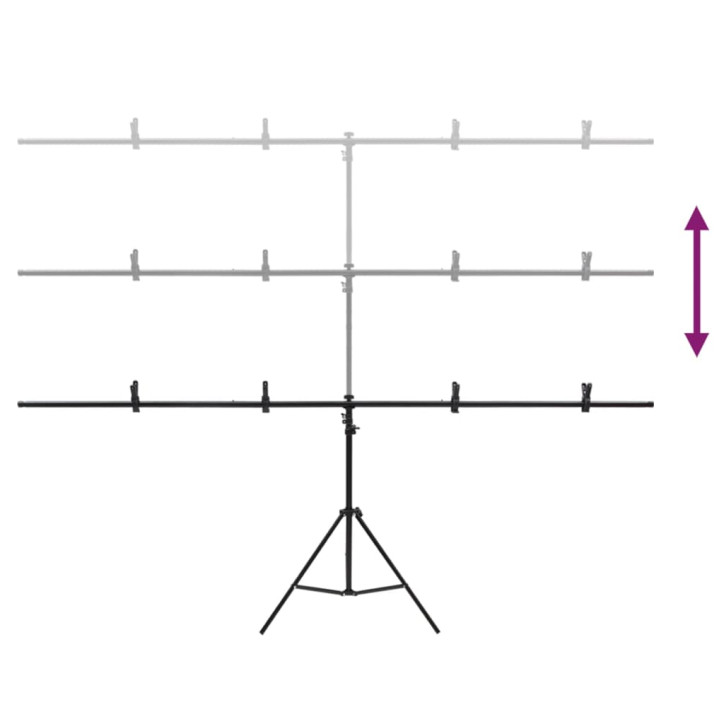 Stovas fonui, juodos spalvos, 201x60x(70–200)cm, T formos