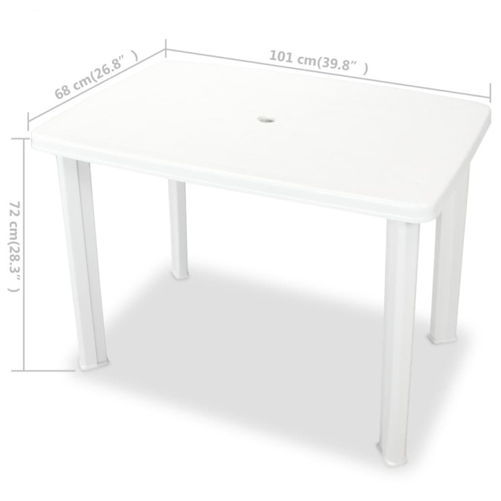 Sodo stalas, baltas, 101x68x72cm, plastikas