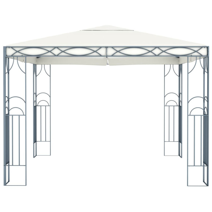 Pavėsinė su lemputėmis LED, kreminė, 300x300 cm