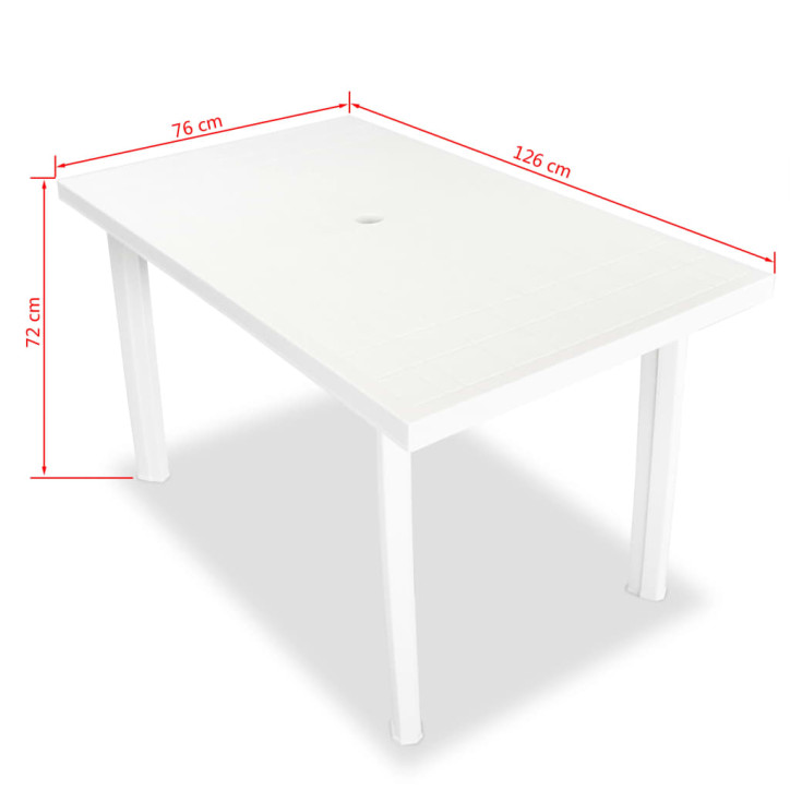 Sodo stalas, baltas, 126x76x72cm, plastikas