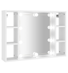 Veidrodinė spintelė su LED apšvietimu, balta, 76x15x55cm