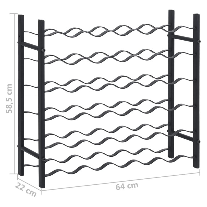 Vyno laikiklis 36 buteliams, juodos spalvos, geležis