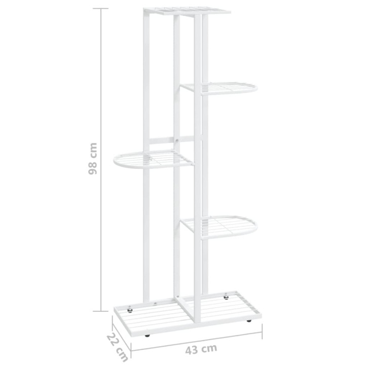 Stovas augalams, 5 lentynos, baltas, 43x22x98cm, metalas