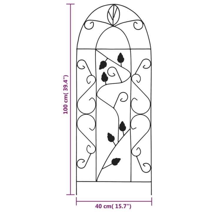 Stovai vijokliniams augalams, 3vnt., juodi, 40x100cm, geležis