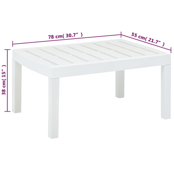 Sodo stalas, baltos spalvos, 78x55x38cm, plastikas