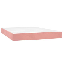 Spyruoklinis čiužinys, rožinės spalvos, 140x200x20 cm, aksomas