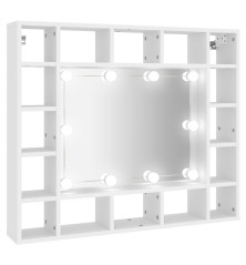 Veidrodinė spintelė su LED apšvietimu, balta, 91x15x76,5cm