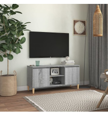 TV spintelė su medinėmis kojelėmis, pilka, 103,5x35x50cm