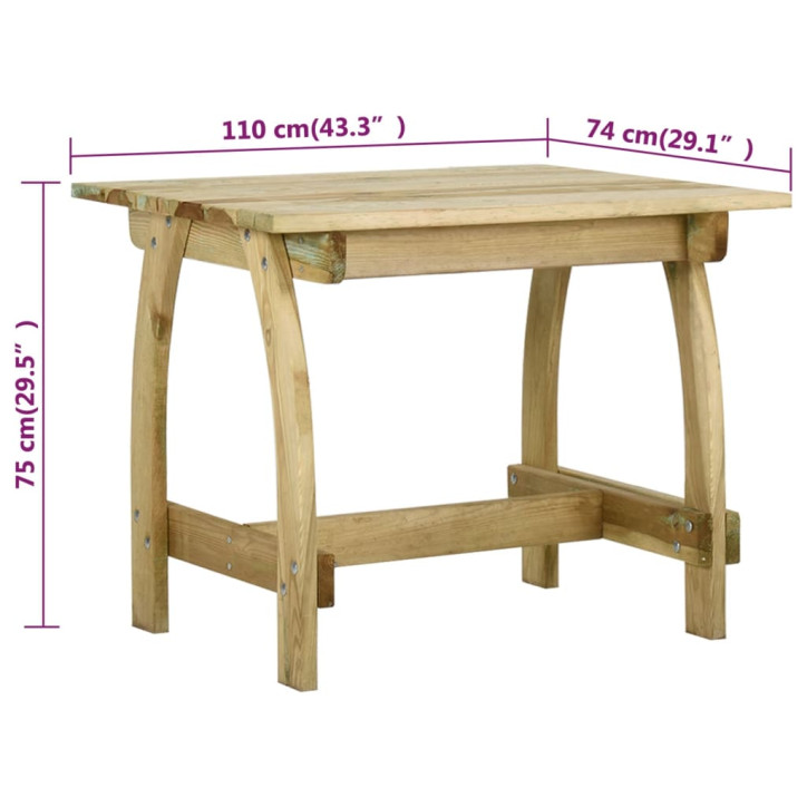 Sodo stalas, 110x74x75cm, impregnuota pušies mediena