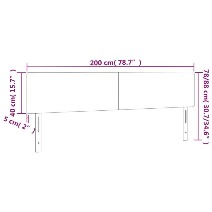 Galvūgalis su LED, tamsiai pilkas, 200x5x78/88cm, aksomas