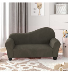 Vaikiška sofa, tamsiai pilkos spalvos, aksomas
