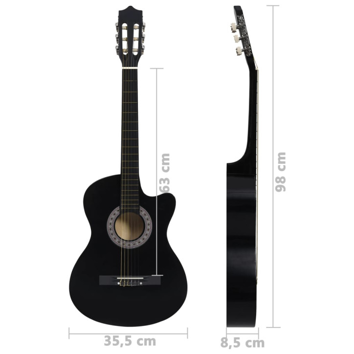 Klasikinė gitara, juodos spalvos, 38", 6 stygos