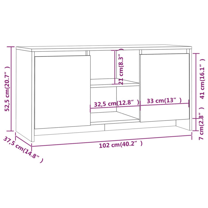 Televizoriaus spintelė, baltos spalvos, 102x37,5x52,5cm, MDP